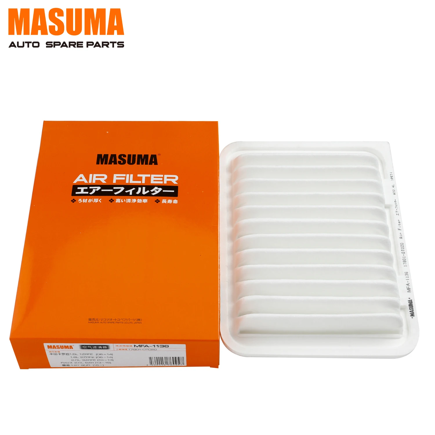 MFA-1136 MASUMA Auto Engine parts filter air intakes 17801-0D060 17801-0D090 17801-0M020 17801-21050 17801-0T030