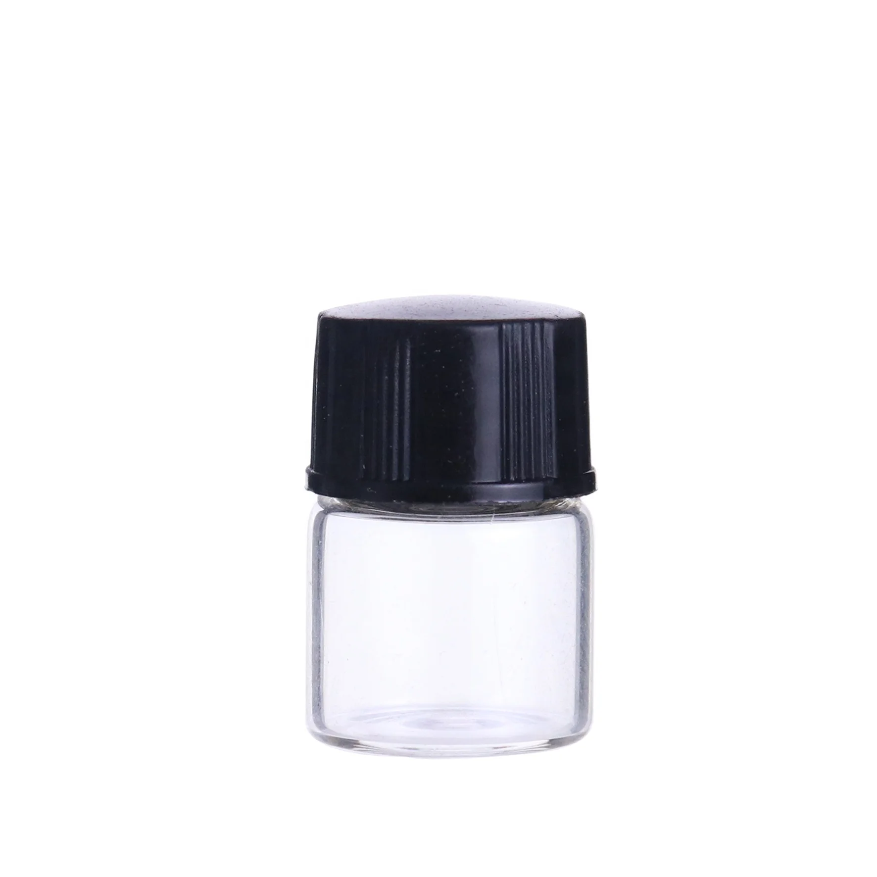 lab mini perfume 1ml clear glass sample bottles vials for aqueous samples with 13-425 size screw neck caps