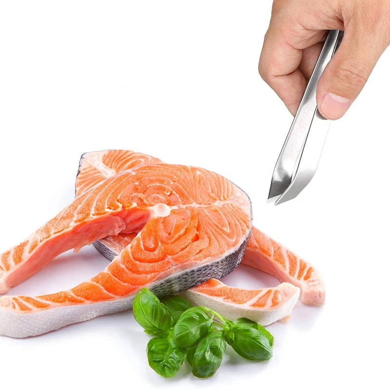 Kitchen Gadget stainless steel precise tongs Pliers Remover Tool fish bone chef tweezers