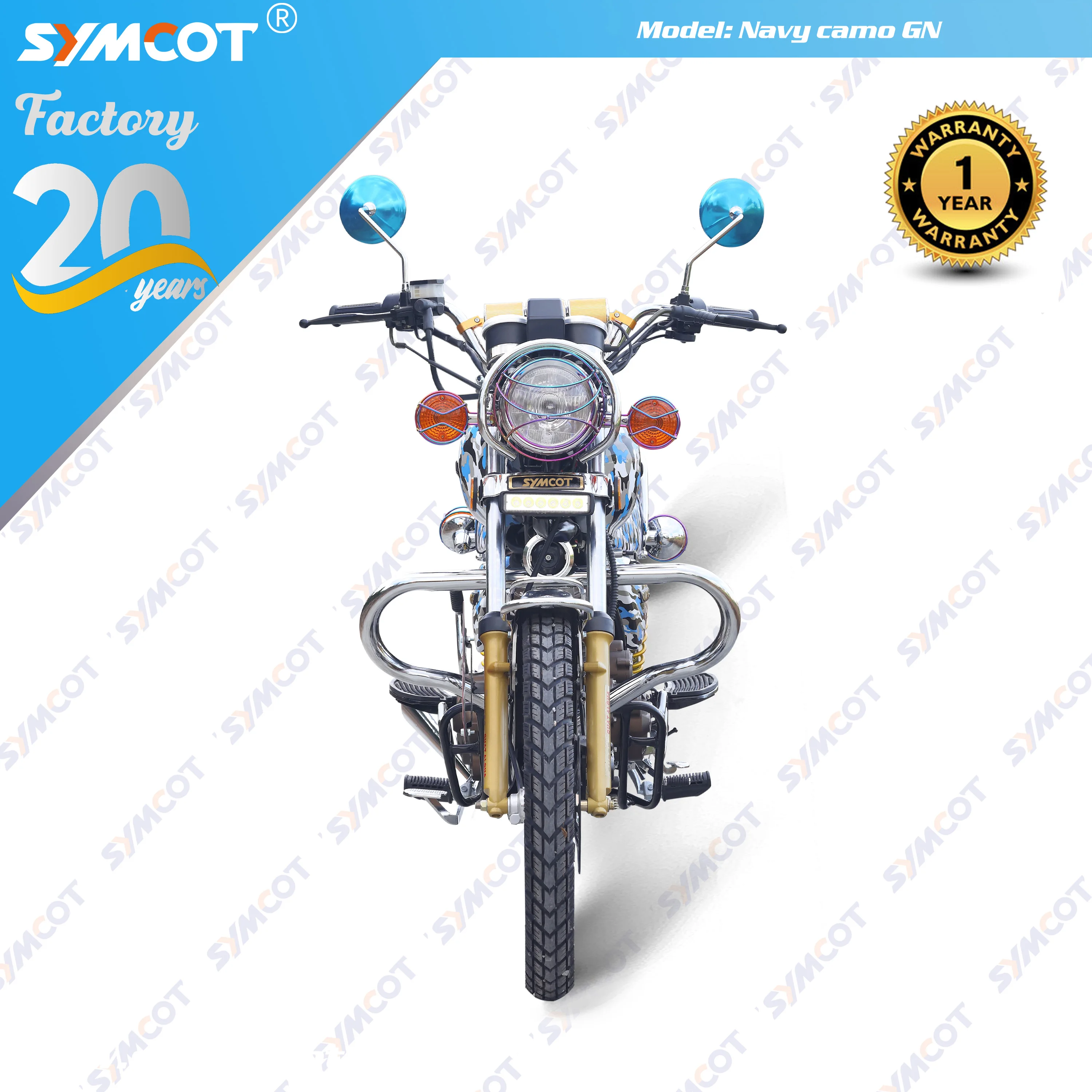 GN150 GN200 navy blue camo aluminum rim LED headlight with mp3 engine protector mud guard