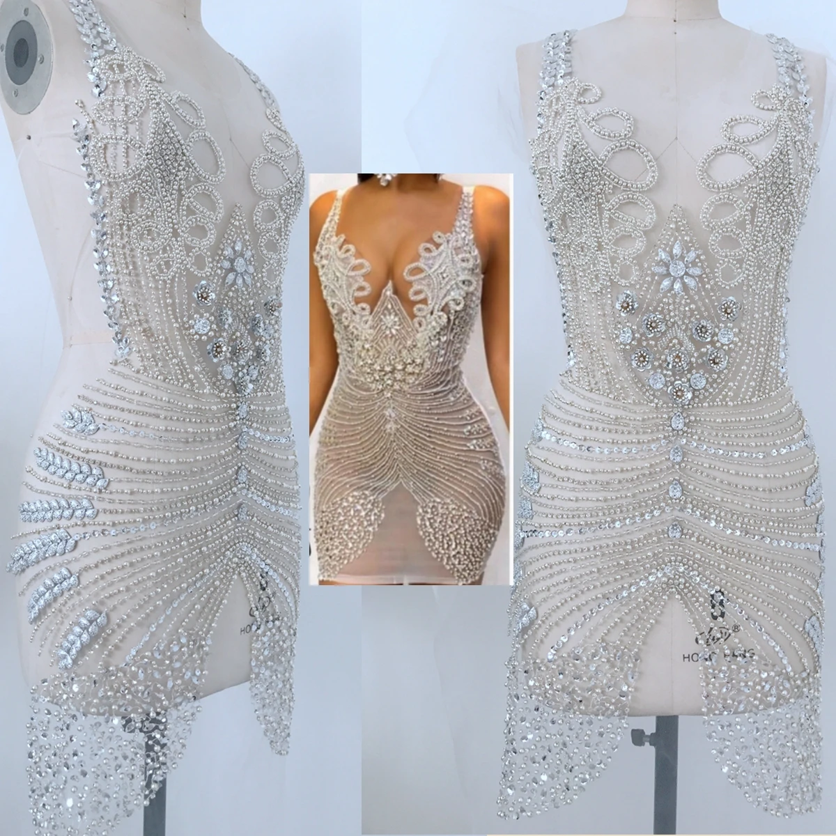 party dress heavy beaded lace fabric silver metallic 3d embroidery flower laces applique sequin glitter embellishment patch