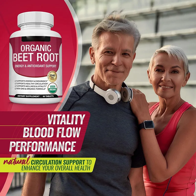 Organic Beet Root Powder Tablets  Natural Nitric Oxide Beets to Support  Energy  Black Pepper Better Absorption Non GMO