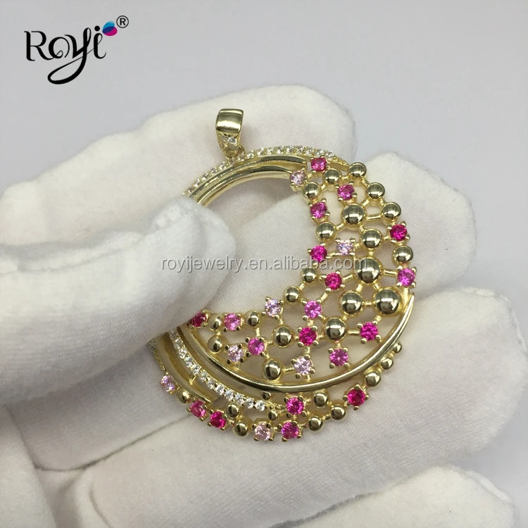 
Royi Jewelry New Designs Luxury Jewelry 925 Sterling Silver Ruby Stone Pendant Necklace Round Shape 