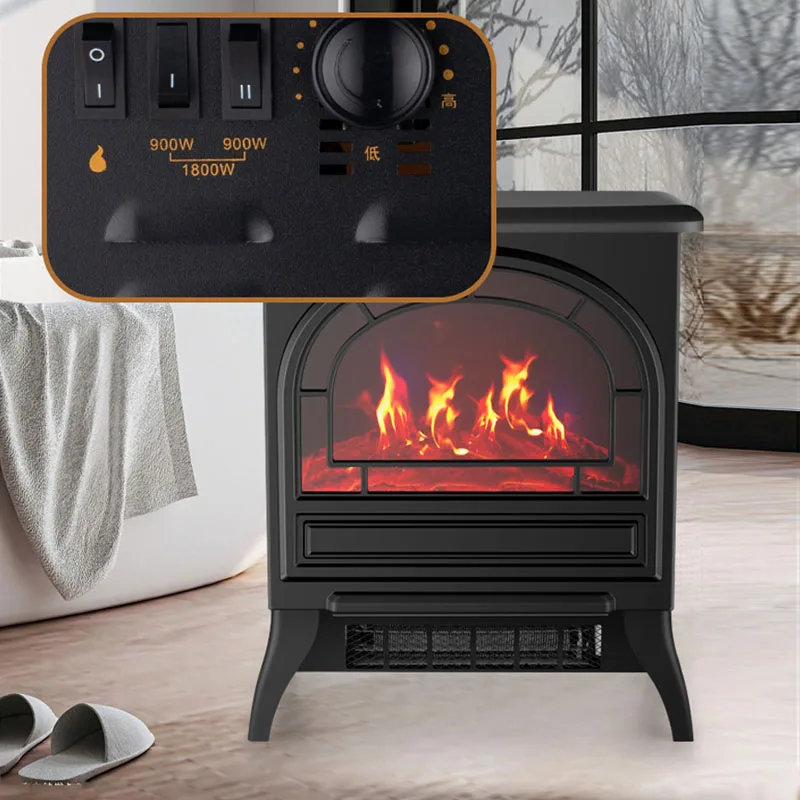 1800W Remote Control Small Space Flame Fireplace Fan Heater 3D Electric Fireplace