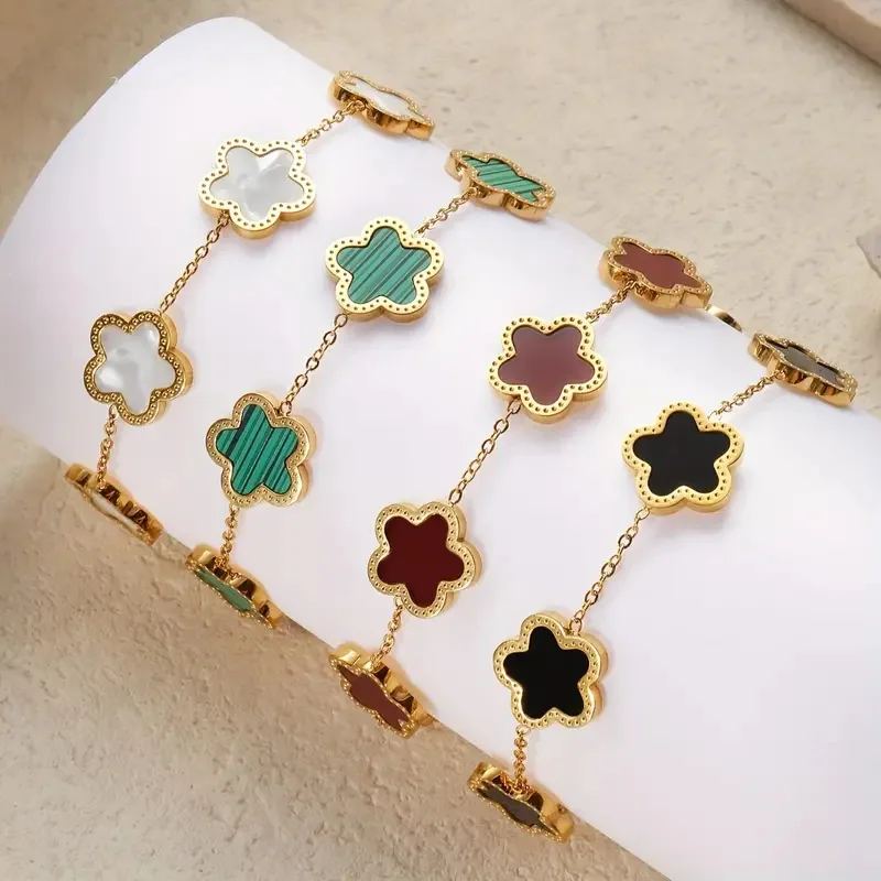 Explosions Four-leaf Clover Bracelet Five-Flowered Fritillary Necklace Earrings Suit South Korea Simple INS Fashion Jewelry Sets