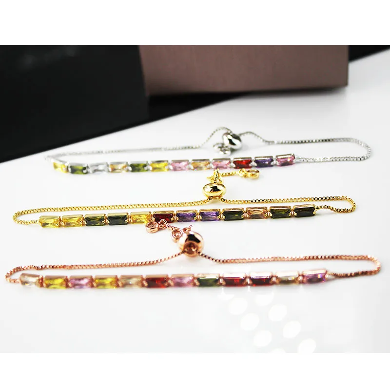 BMZ 2024 New top grade quality colorful crystal stones bling adjustable wrap tennis bracelet