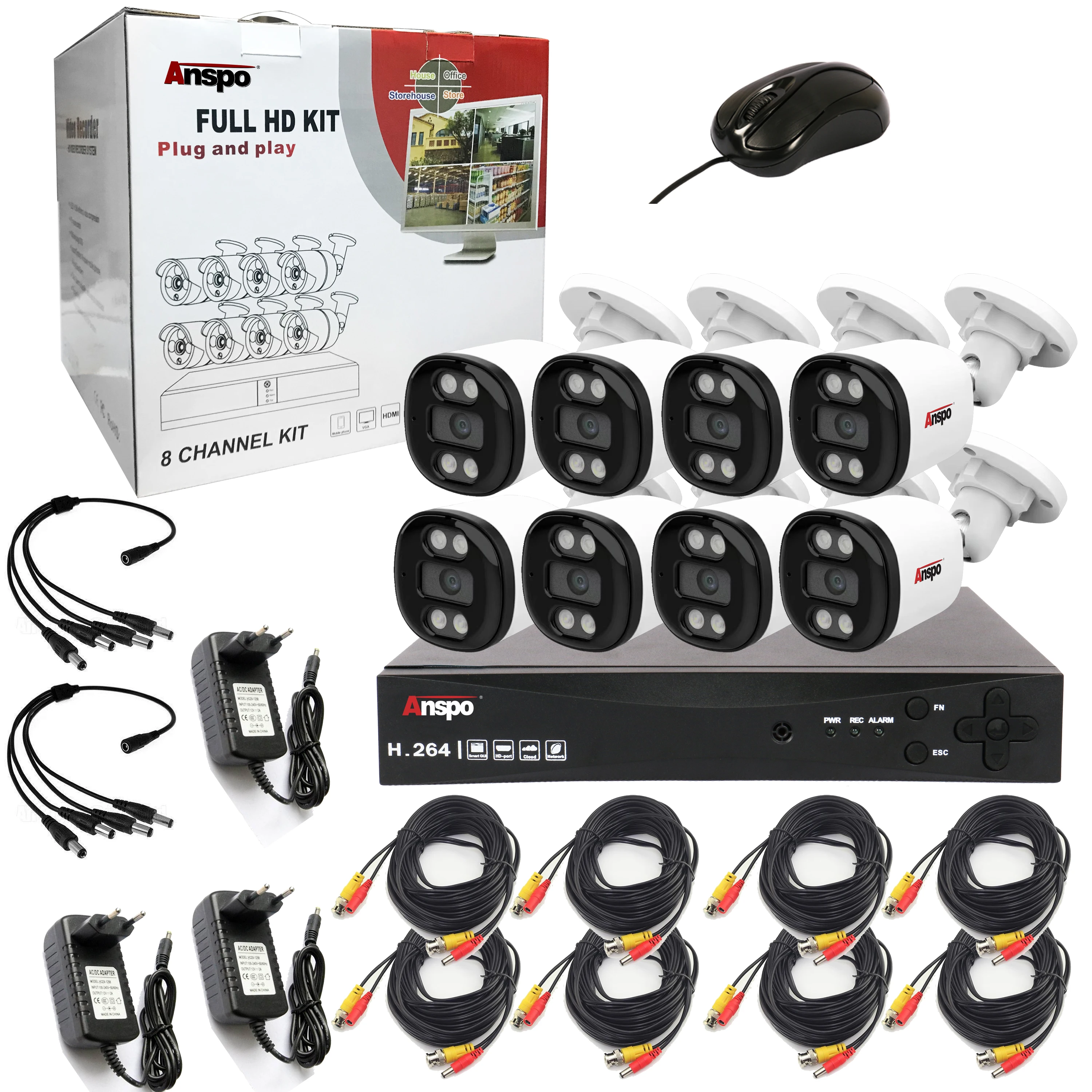 Color UV 5MP 8CH AHD KIT DVR CCTV camera With Coaxial Audio Camera 8 Channels Surveillance System Complete Set Built in Mic
