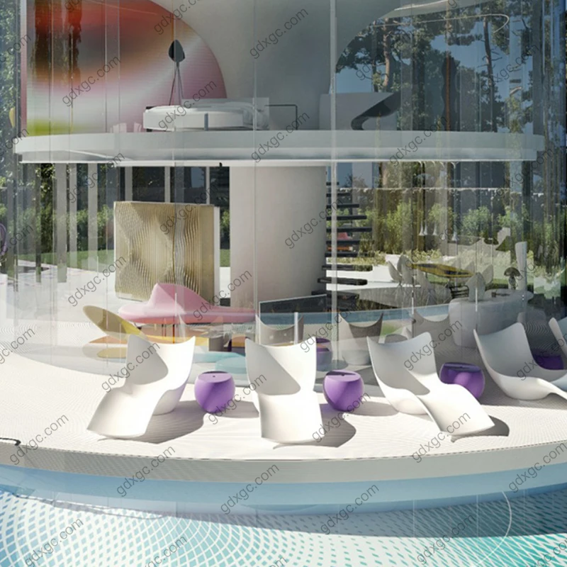Luxury LED Sun Lounge Pool Chair for Hotels and Swimming Pool Outdoor Garden Furniture Beach and Park Use Tanning on Ledge
