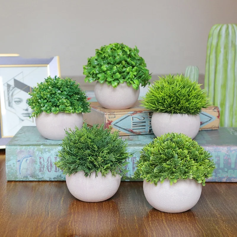 Small Artificial Plants Indoor Mini Artificial Potted  Small Fake Plants Plastic Plants with Fake Potted