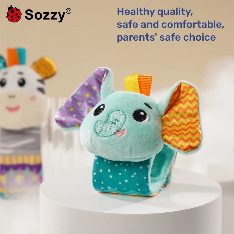 Sozzy easy manufacturing Cartoon Soft kids rattle toys baby wrist and foot set of 4 pcs finder baby infant stockings rattles