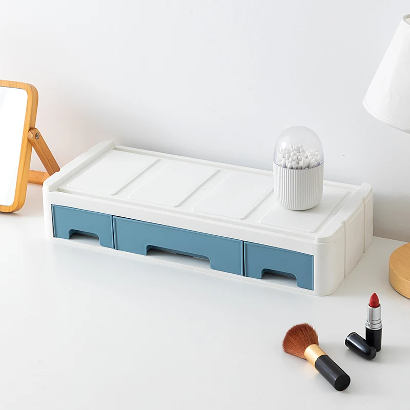 Multifunctional Plastic Desktop Computer Monitor Stand Riser with Storage Drawers