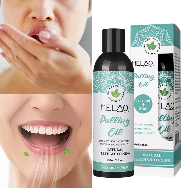Private Label Coconut Oil Pulling Natural Vitamin E Alcohol Free Mouthwash Fresh Breath Teeth Whitening Gum Health Oral Care