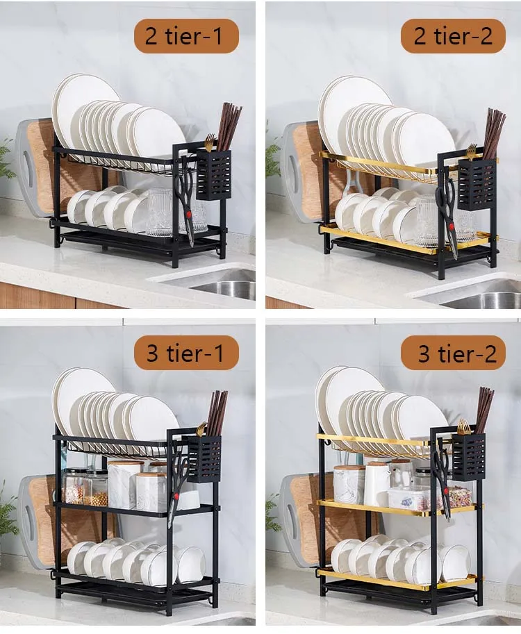 Multifunctional Kitchen Utensils Dish Racks Stand with Cutlery Holder for Dishes Knives Spoons