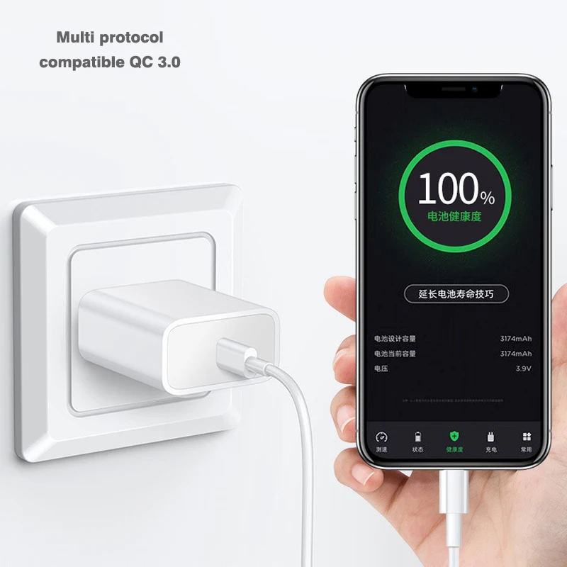  Оригинальное быстрое зарядное устройство Usb для iphone 18 Вт настенное с одним