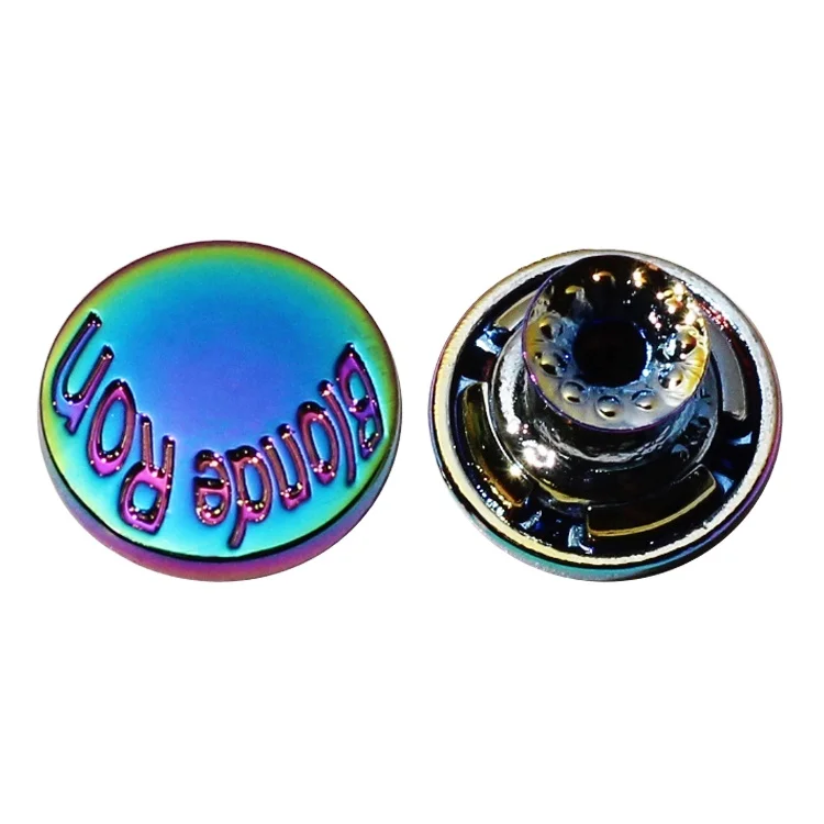 Custom rainbow denim rivet button custom engraved name jeans button alloy decorative jacket studs snap buttons