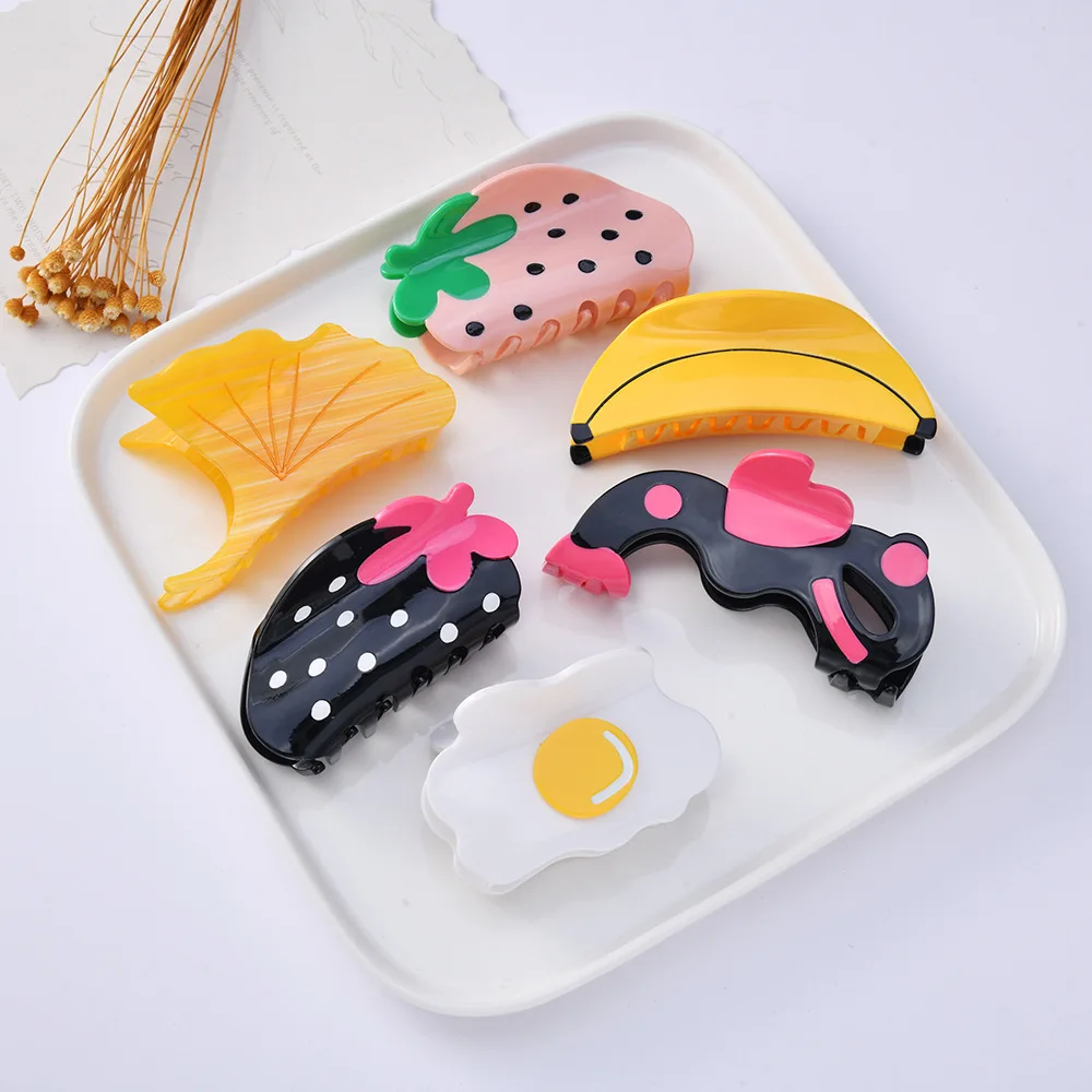 QIYI Wholesale Handmade Lovely Shark Claws Women Hair Claw Funny Mould  Acetate Hair Claws
