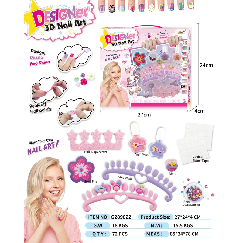 Hot Little Girl Nail Art Designs Stickers DIY Kids Toys For Children Manicure Sticker Nail Art Makeup Set For Little Girl