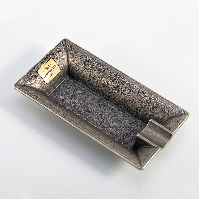 JIFENG JF-073N Tangcao flower design zinc alloy metal antique silver color vintage style single slot promotion cigar ashtray