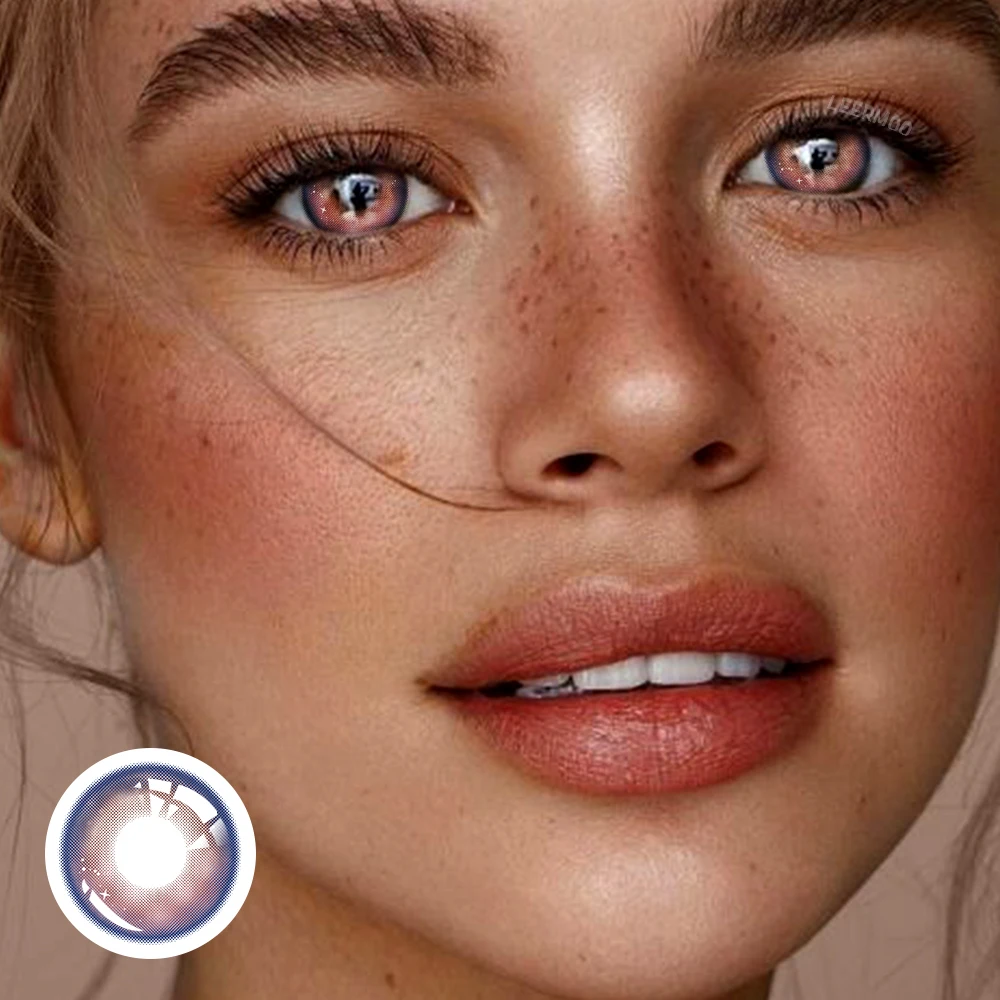 Yearly Use Leermoo Hot Sale Color Lens Genshin Galaxy Soft Colored Prescription Contact Lenses Pink Blue Violet Gray Eyes
