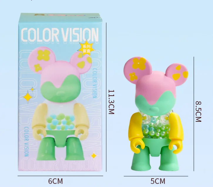 Qee-Color Vision Blind Box Cute Bear Desktop Doll Trendy Bear Trend Character Static Cartoon Decoration