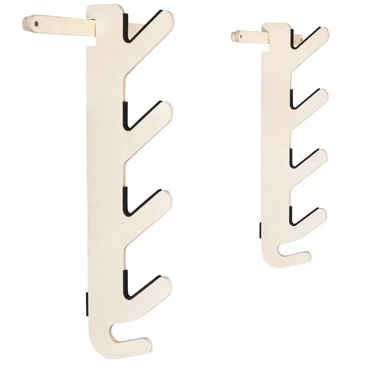 Industrial Birch Wood Ski Rack Hallsteiner Series Horizontal Ski Wall Mount Ski Storage Rack for Home Storage