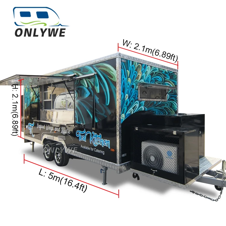 Commercial 16 FT Square Mobile Food Truck Trailer Fully Equipped Australia Standard Certificate Concession Trailer For Sale