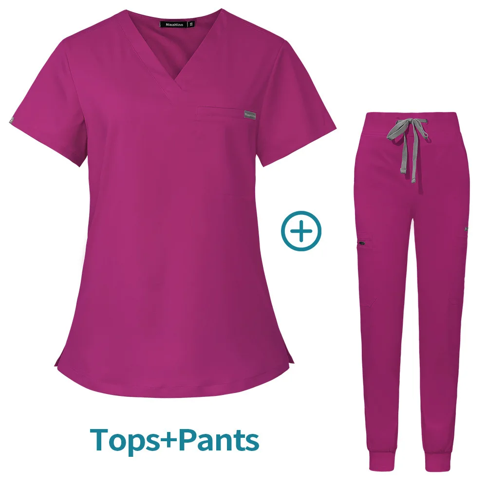 Wholesale Custom Scrubs Suit Hospital Uniforms Medical Nursing Scrubs Jogger Pant Short Sleeve Nurse  Scrubs Uniforms Sets