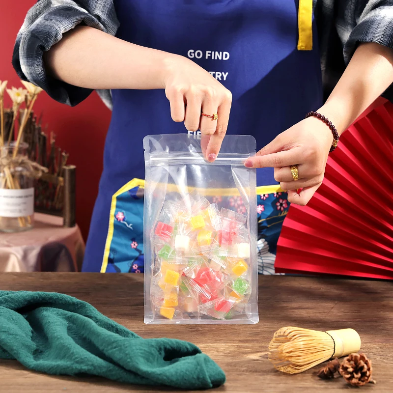 Food Grade Zipper Pouch Transparent Flat Bottom Packaging Bag Zip Lock Plastic Clear Bag for Food