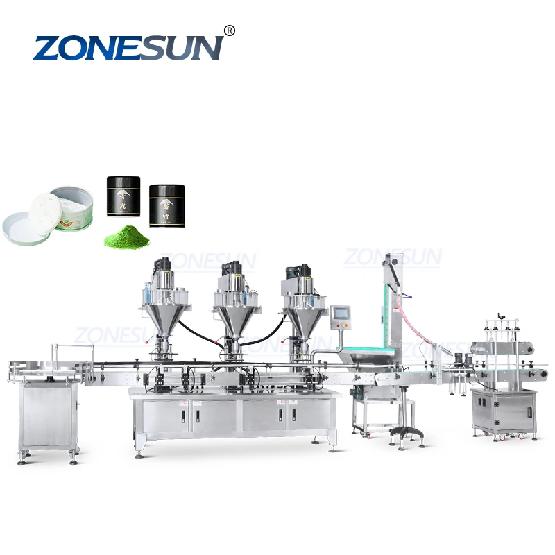 ZONESUN ZS-FMYG1 Full Automatic Three Head Servo Motor Auger Powder Bottle Filling Capping Machine