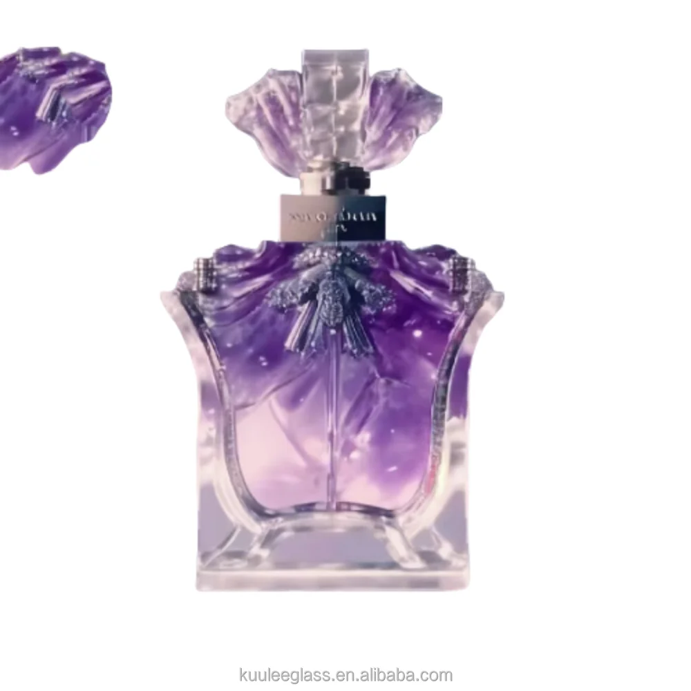 High quality luxury square design 30ml 50ml glass empty customized Spray Perfume Bottle with lid