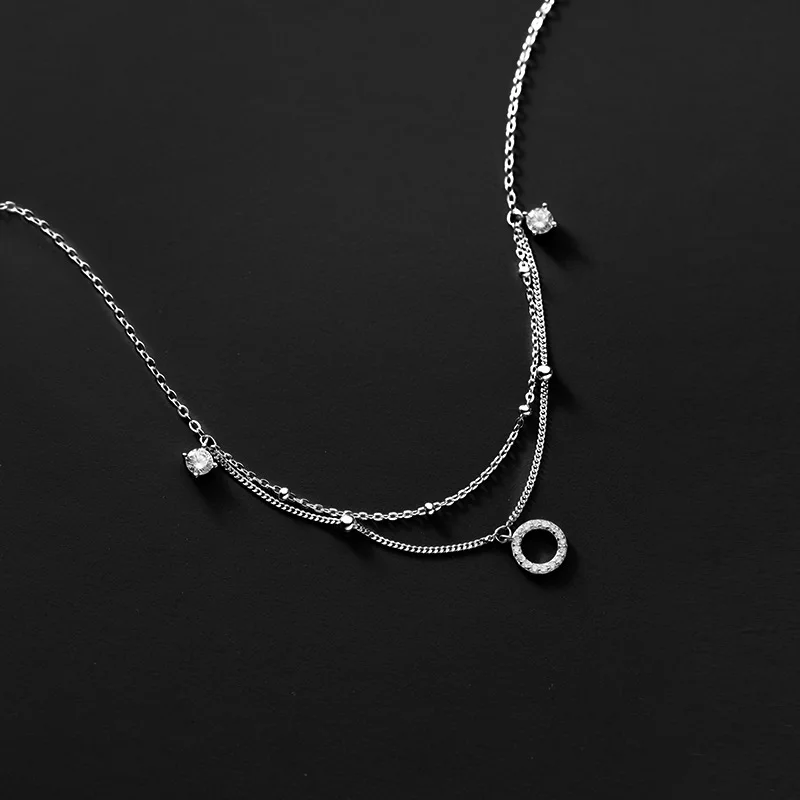 925 Real Sterling Silver Cubic Zirconia Anklet Bracelet 18K Gold Plated Chain Round Pendant Anklets Foot Jewelry for Women