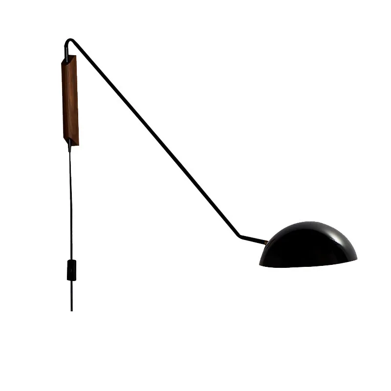Italian design Long arm metal wood wall light for living room dining room bedroom