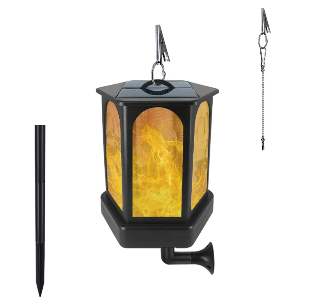 Multi Installation Hanging ingrond Surface Mounted Outdoor Solar led Lantern Torch Flame Light ,Flickering Dancing Garden light