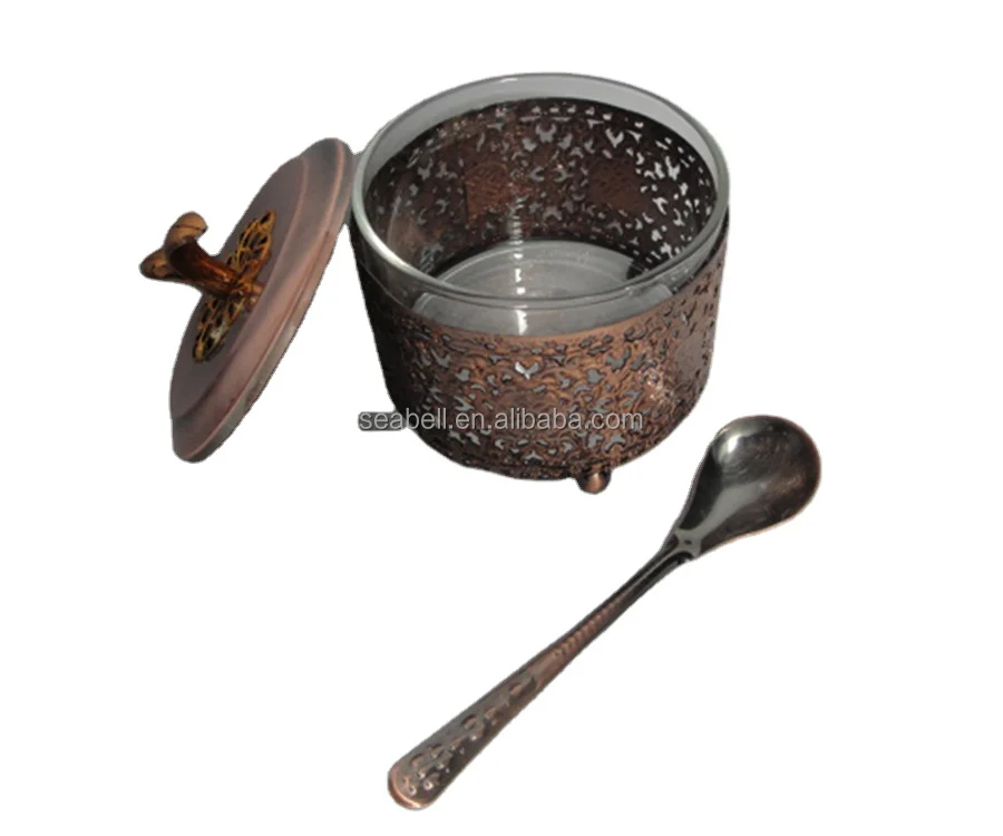 Tableware Banquet Sugar pot Antique brass style Sugar Pot With Lid