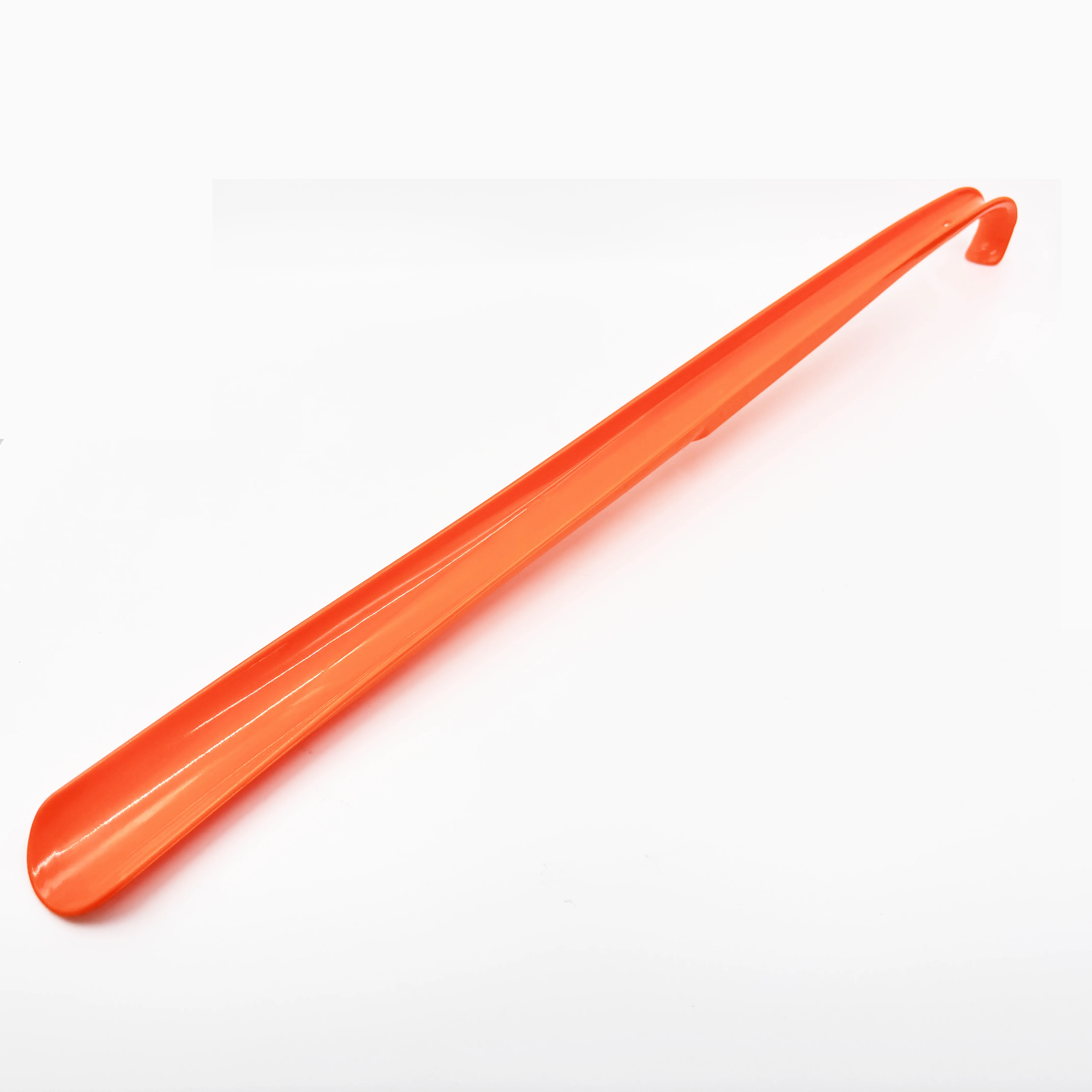 Factory Wholesale Custom Logo Cheap Long Handle Plastic Shoe Horn With Curved and Hanging Hole