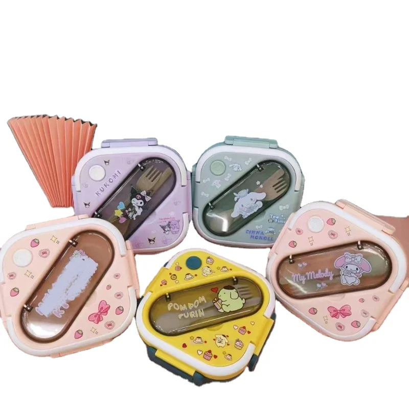 DHF Kawaii Sanrioed Kuromi Ланч-бокс Милая моя мелодия Cinnamoroll портативный герметичный Отсек Bento Box для микроволновой печи