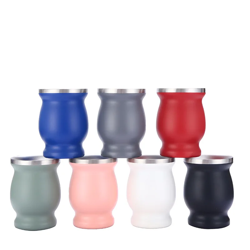 Argentine Mate Tea Cup Beer mug 8oz Stainless Steel Double Wall Yerba Mate Gourd Cup With Bombilla