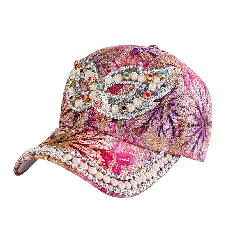 wholesale high quality outdoor designer newest bling bling diamond fashion baseball cap rhinestone sports cap for women