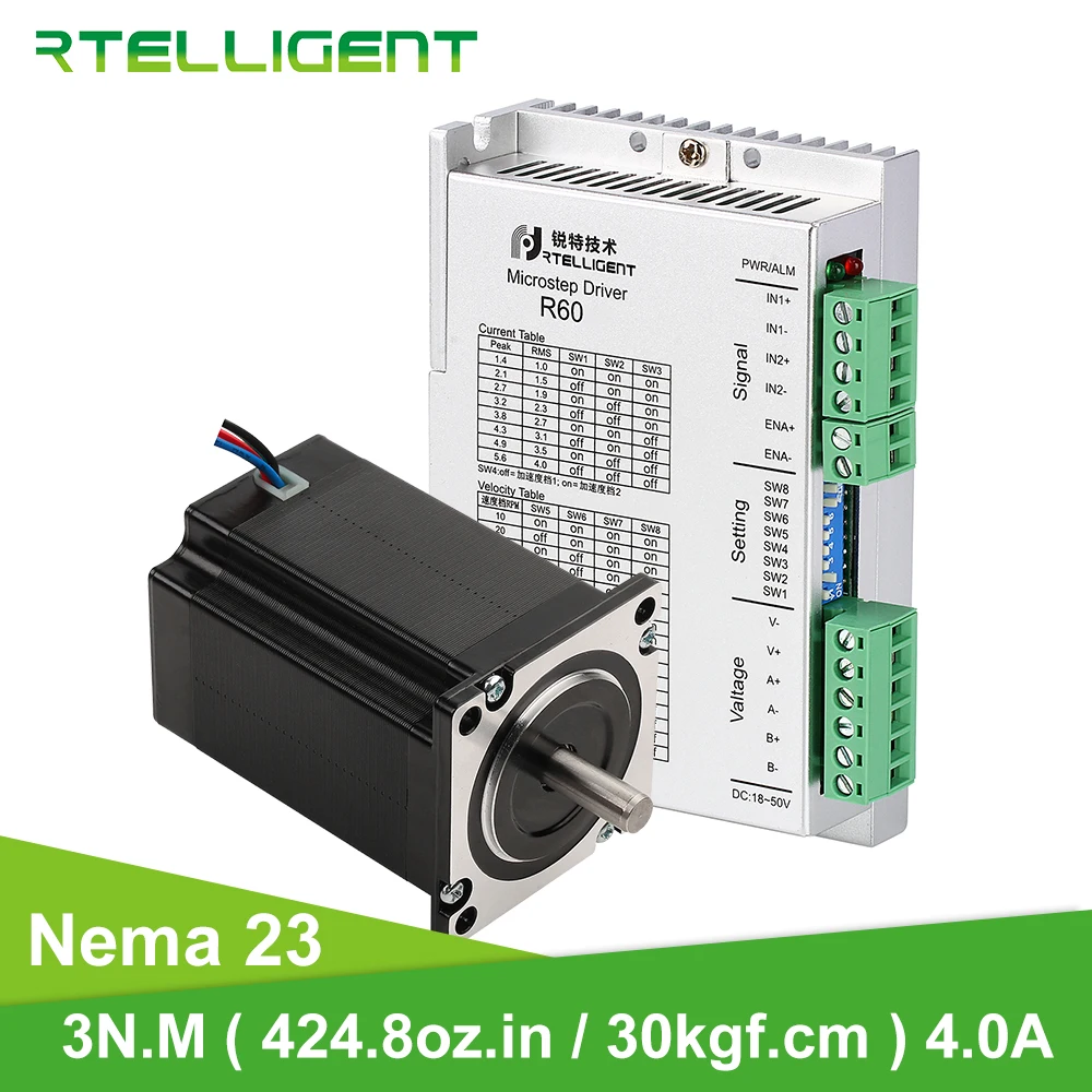 Rtelligent 1 set Nema 23  Stepper Motor Driver Kit  3N.M 8mm for CNC Kit Engraving Milling Machine