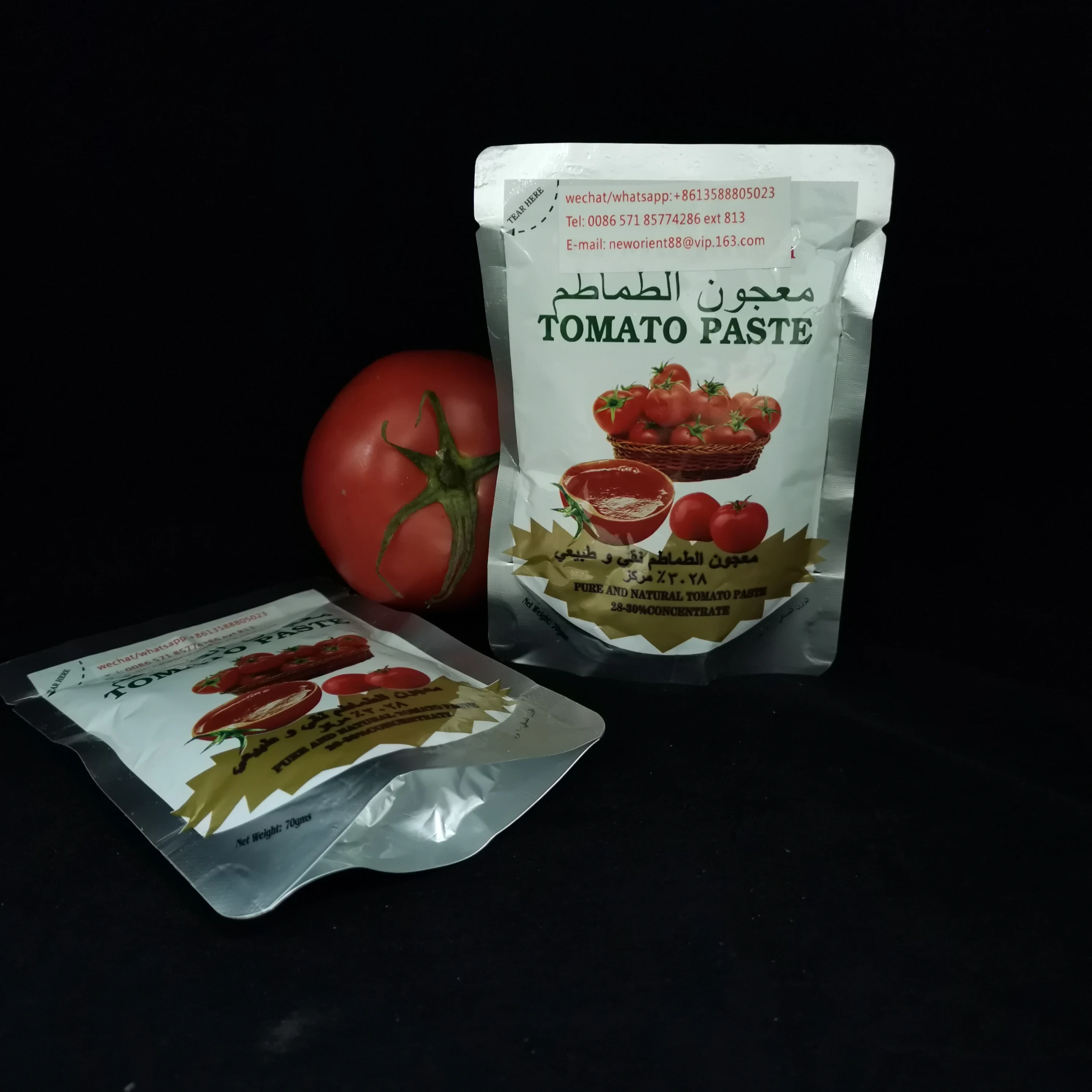 Best Price Halal Tomato Paste 30g 50g 70g Flat Sachet Double Concentrated 28-30% Brix Tomato Paste Sauce For Halal African Cook