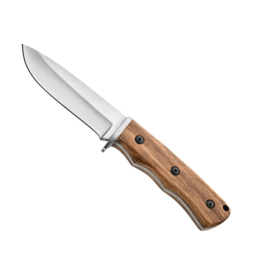 Handmade Zebra Wood Handle Fixed Blade Hunting Knife for Camping Outdoor Survival Tactical