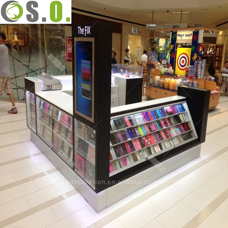 High end cell phone kiosk with mobile phone display counter