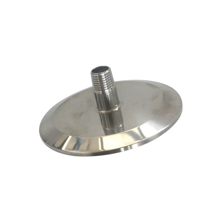 SS304 Tri-Clamp flat end cap lid with NPT port with triclamp ferrule opening