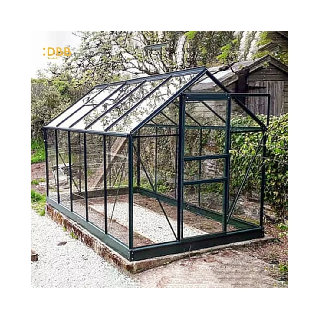 6x10 Glass Greenhouse Custom Size Aluminium Frame Waterproof Winter Garden House For Plant Protection