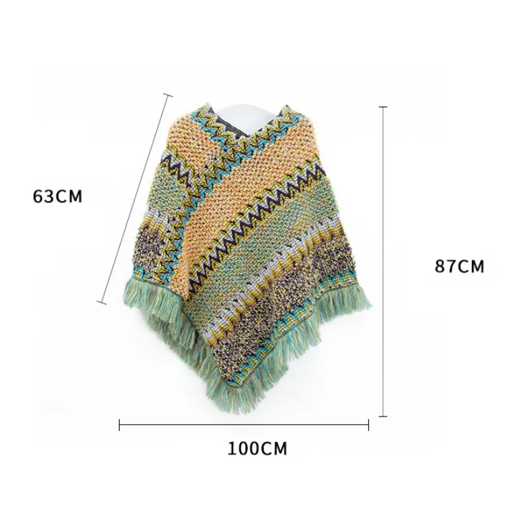 BESTELLA Elegant Luxury Women Poncho Shawl Scarf Acrylic Cloak Cape Cardigan Cashmere Retro Ethnic Winter Christmas Gift