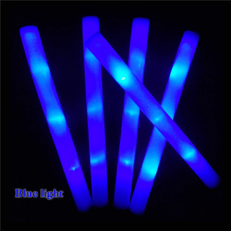 Custom OEM logo slogan Multi Color Wholesale Flashing Foam LED Light Foam Sticks Led Foam Glow Bar atmosphere fluorescent Stick