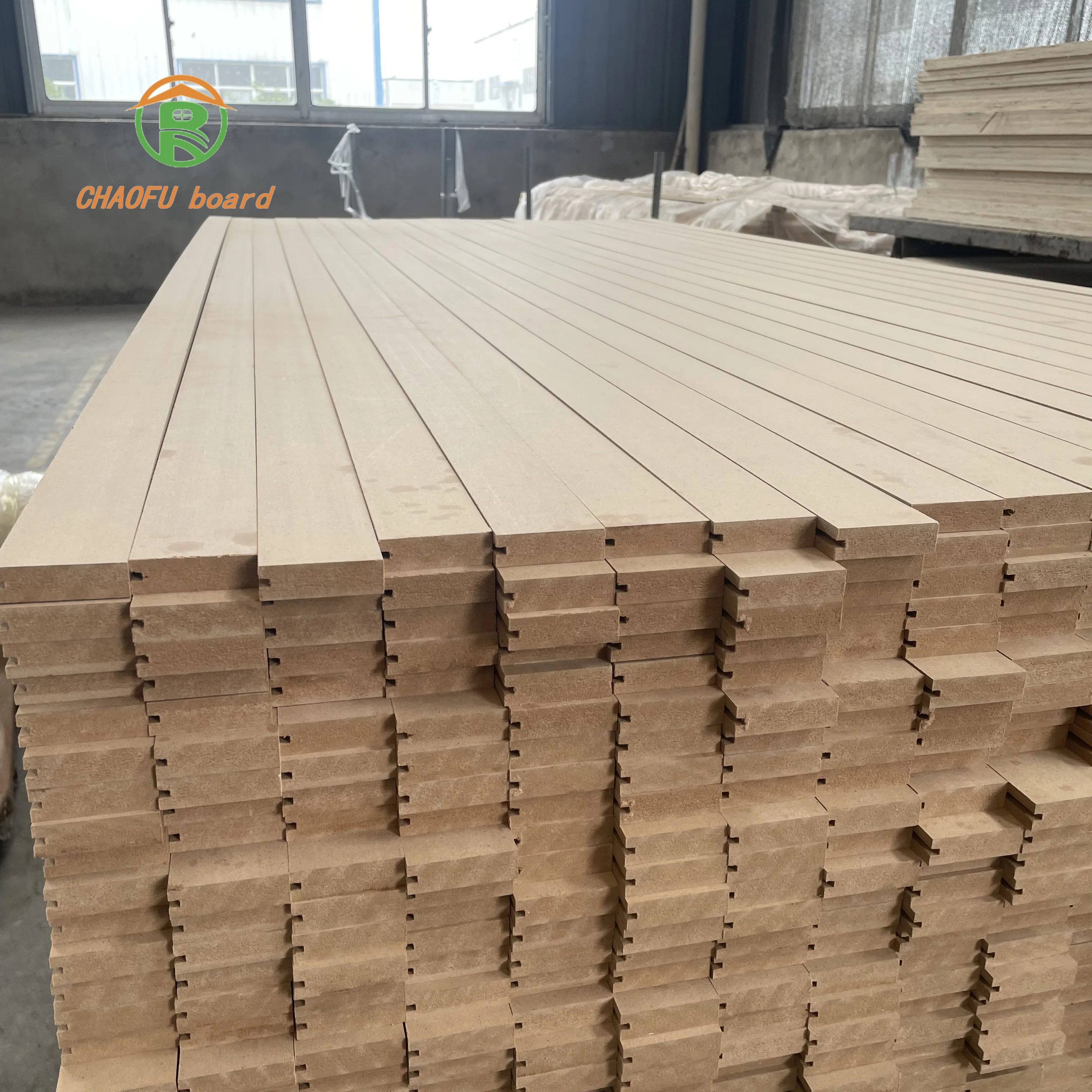 MDF board solid color wood grain cloth pattern coating film decoration wood board carved wood strips skirting line