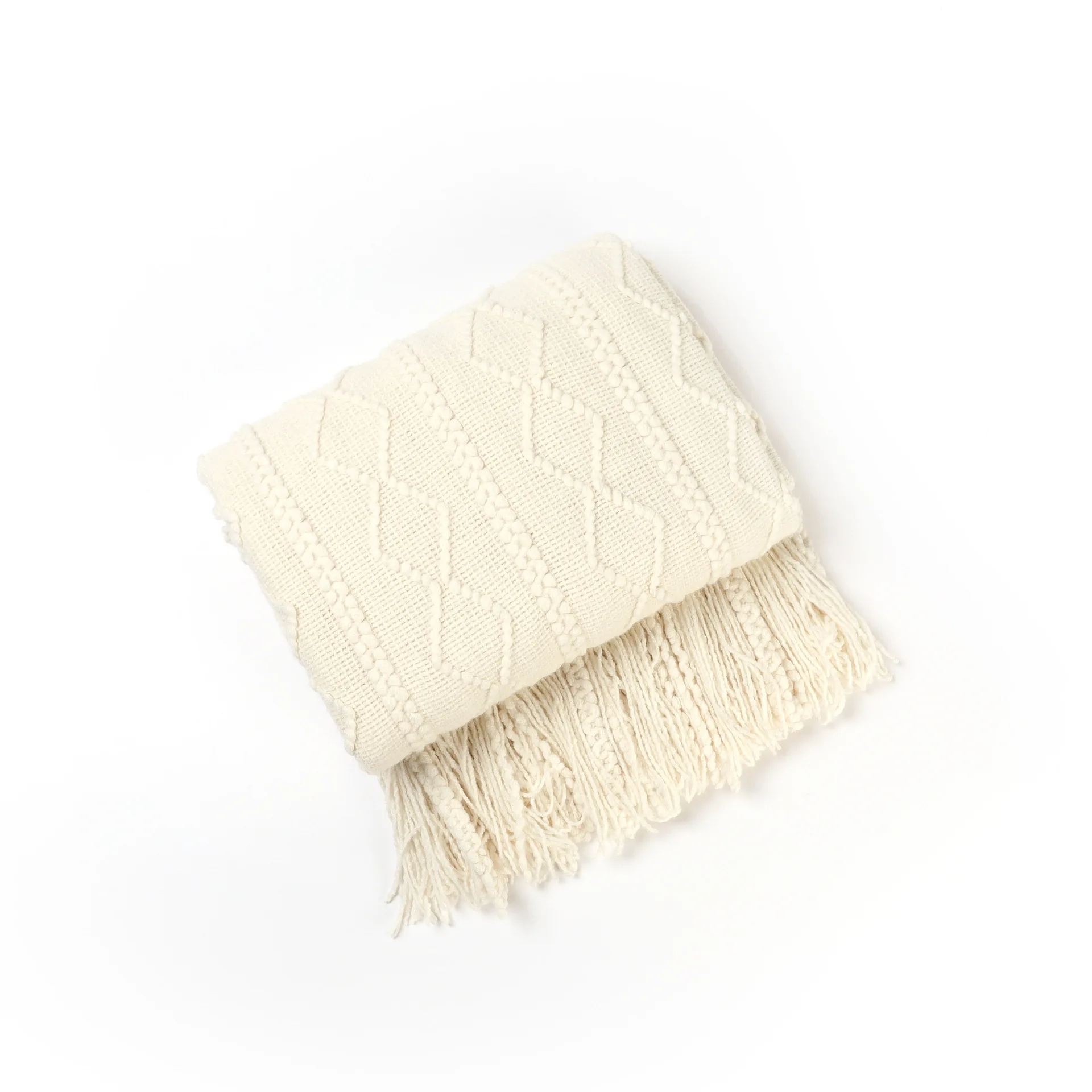 RTS hot sale knitted blanket Custom logo  bohemian  boho home  wool throw  blankets  throws for sofa nap camp