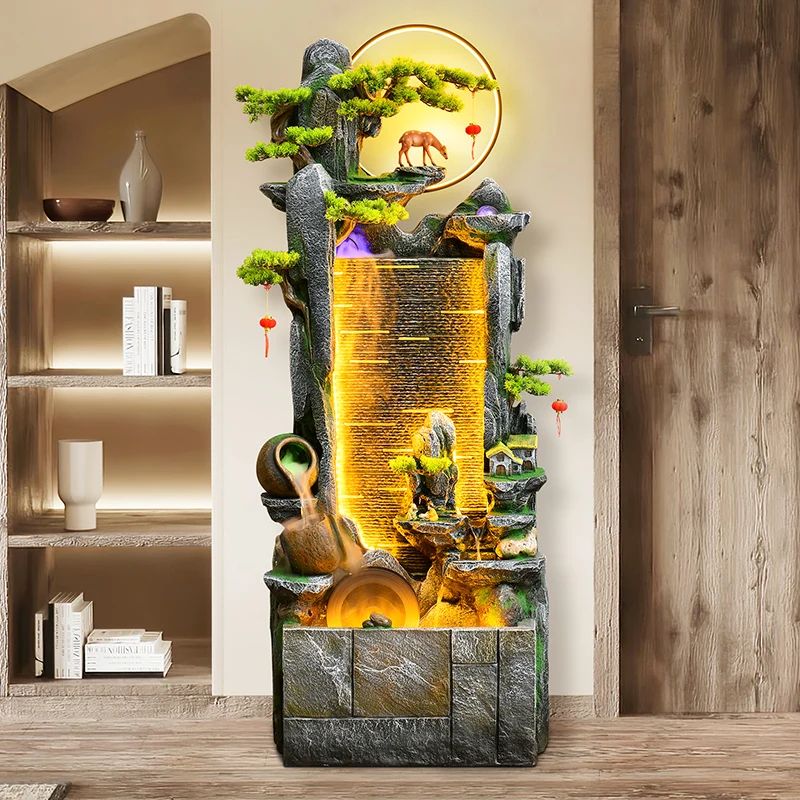 Feng Shui Creative Decorative Landscape Waterfall Floor-standing Ornaments Water Fountain Hotel Villa Lobby Rocky Fountain
