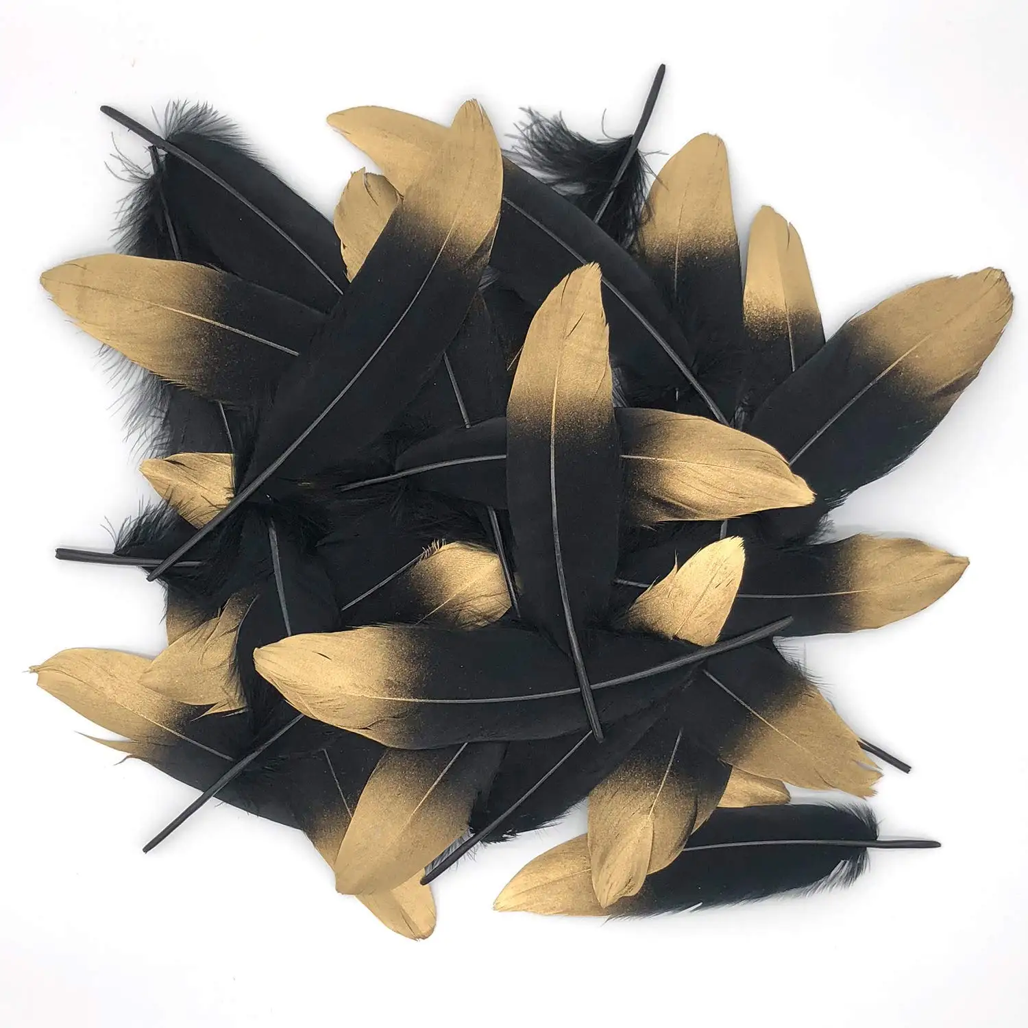 High quality  Decorative Accessories, Handmade Ornaments  6-8 inch cheap golden paint spraying goose feathers